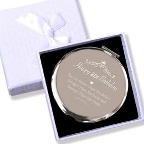 img 3 attached to 🎁 Blue Leaves 21st Birthday Gifts for Girls - Bestie, Sister, Daughter, BFF, Niece - Stainless Steel Mirror - Happy 21st Birthday Celebration