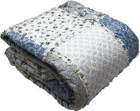 img 1 attached to 🛏️ Experience Blissful Living with Beatrice Blue Luxury Ruffle Quilt Set - Full/Queen Size