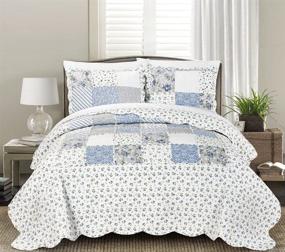 img 2 attached to 🛏️ Experience Blissful Living with Beatrice Blue Luxury Ruffle Quilt Set - Full/Queen Size