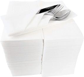 img 4 attached to KITCHEN NOBLE Linen Feel Disposable Guest Hand Towels - Luxury Single Use Dinner Napkins - Soft, Absorbent &amp; Lint Free - Perfect for Bathroom, Kitchen, Dining Table, Parties, Weddings &amp; Events (200 Ct) - Boost Your SEO!