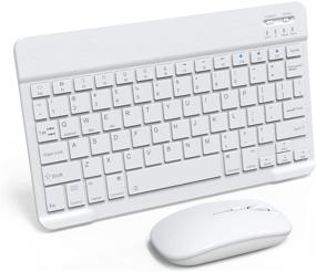 img 4 attached to Protable Wireless Bluetooth Keyboard And Mouse Combo Rechargeable External Cordless Keyboard For Android Windows Tablet Cell Phone Surface IPad IPhone MacBook Air Pro IMac Mac Laptop (White)