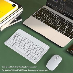 img 1 attached to Protable Wireless Bluetooth Keyboard And Mouse Combo Rechargeable External Cordless Keyboard For Android Windows Tablet Cell Phone Surface IPad IPhone MacBook Air Pro IMac Mac Laptop (White)