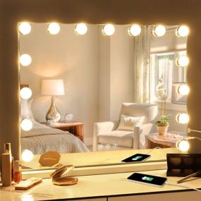 img 4 attached to 💡 Fenair Hollywood Vanity Mirror with 15 Dimmable LED Bulbs, 3 Color Modes, USB Port, Magnifying Makeup Mirror with Touch Control - Enhanced for SEO