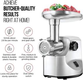 img 3 attached to 🍔 Chefman Choice Cut Electric Meat Grinder - 3 Stainless Steel Grinding Plates for Fine, Medium & Coarse Grinding - 3 Sausage Stuffers – Create Custom Hamburgers - Heavy Duty Loading Tray - Dual Safety Switch - 700 Watt