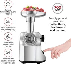 img 2 attached to 🍔 Chefman Choice Cut Electric Meat Grinder - 3 Stainless Steel Grinding Plates for Fine, Medium & Coarse Grinding - 3 Sausage Stuffers – Create Custom Hamburgers - Heavy Duty Loading Tray - Dual Safety Switch - 700 Watt