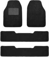 🚗 fh group f14406black 3 row premium carpet floor mats with drivers heel pad - black, solid color for trucks, suvs, and minivans logo