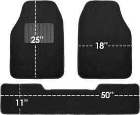 img 3 attached to 🚗 FH Group F14406BLACK 3 Row Premium Carpet Floor Mats with Drivers Heel Pad - Black, Solid Color for Trucks, SUVs, and Minivans