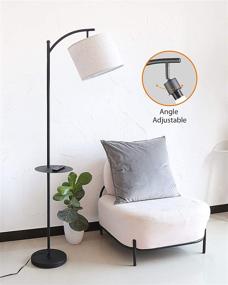 img 1 attached to 🌞 Floor Lamp by Tomons - LED Standing Lamp with Remote Control, Adjustable Dimmable Bulb, and Hanging Fabric Lampshade - Industrial Arc Reading Light for Living Rooms, Bedrooms - Tall Design with Removable Shelf