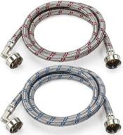 🚰 premium stainless steel 6ft washing machine hoses - 2 pack, burst proof with 90 degree elbow, red and blue striped water connection inlet supply lines by cenipar logo