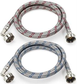 img 4 attached to 🚰 Premium Stainless Steel 6ft Washing Machine Hoses - 2 Pack, Burst Proof with 90 Degree Elbow, Red and Blue Striped Water Connection Inlet Supply Lines by Cenipar