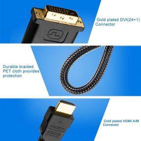 img 2 attached to 🔌 6FT 2-Pack Bidirectional HDMI to DVI Cable - HDMI to DVI-D(24+) or DVI to HDMI Male to Male Adapter Cord 6' - Compatible for Raspberry Pi, Roku, Xbox One, PS4 PS3, Graphics Card - Braided (Bi-Directional)