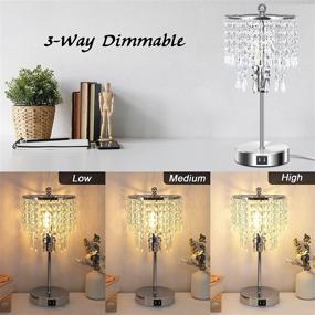 img 2 attached to Set of 2 Xydstay Crystal Table Lamps - 3-Way Dimmable Touch Bedside Lamp with 2 USB Charging Ports and Bulbs Included - Perfect for Bedroom and Living Room