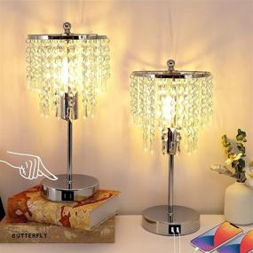 img 4 attached to Set of 2 Xydstay Crystal Table Lamps - 3-Way Dimmable Touch Bedside Lamp with 2 USB Charging Ports and Bulbs Included - Perfect for Bedroom and Living Room