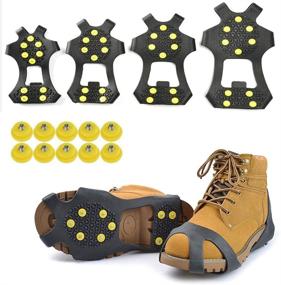 img 1 attached to ❄️ Snow & Ice Traction Cleats with Anti-Slip Rubber Spikes - 10 Studs Crampons Slip-on Stretch Footwear for Men, Women, and Children - S/M/L/XL Sizes