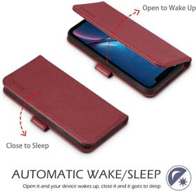 img 1 attached to 📱 TUCCH iPhone Xs Wallet Case: Wireless Charging Flip PU Leather Stand Book Case with RFID Blocking Card Holder, Dark Red