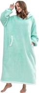 🧥 stay warm and cozy with hblife oversized long wearable blanket hoodie for adults in teal logo