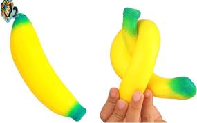 img 4 attached to 🍌 JA-RU Stretchy Banana Squishy Toys (2 Units) - Anxiety Stress Relief Toys for Autistic Children & Adults, Sensory Fidget Toys + Bonus Ball - Great for Parties! 3340-2p