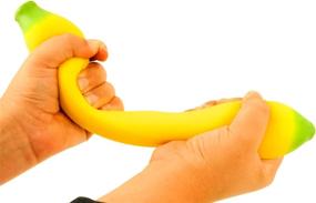 img 2 attached to 🍌 JA-RU Stretchy Banana Squishy Toys (2 Units) - Anxiety Stress Relief Toys for Autistic Children & Adults, Sensory Fidget Toys + Bonus Ball - Great for Parties! 3340-2p