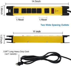 img 2 attached to Промышленный высокопрочный сетевой удлинитель с защитой от перенапряжения: 6 розеток, 15 А, сетевой шнур длиной 6 футов, 1200 Джоулей