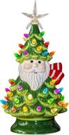 🎄 funpeny 11" ceramic christmas tree with 50 multicolored lights - pre-lit battery operated vintage desktop santa tree ornaments, indoor xmas desk centerpiece decorations logo