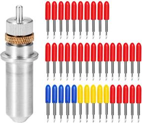 img 4 attached to 🔪 40Pcs Tungsten Steel Vinyl Cutter Blades Set: 30/45/60 Degree, with Knife Block Housing - Cutting Blades for Roland Cutting Plotter