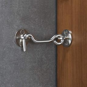 img 3 attached to 🔒 Raswik (2 Pack) 4-Inch Privacy Hook and Eye Gate Latch, Easy Lock for Sliding Barn Doors, Satin Brushed Nickle Finish