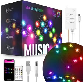 img 4 attached to 🎄 33Ft Smart Star String Lights, 50 LED Color Changing Twinkle Lights with Music Sync, RGBIC Christmas Lights for Bedroom Wall Room Indoor Outdoor Decorations, Dimmable, App Remote Control - Ideal for Christmas Tree