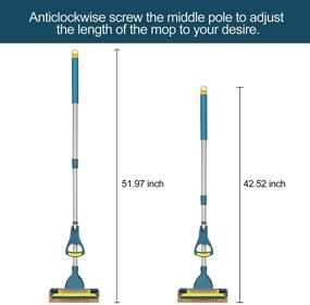 img 2 attached to 🧽 Yocada Sponge Mop for Home and Commercial Use - Ideal for Tile Floors, Bathrooms, Garages - Includes Squeegee and Extendable Telescopic Long Handle (42.5-52 Inches) - Efficient Dry Wringing - Green