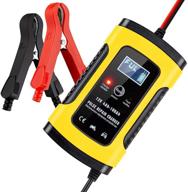 🚗 smart car battery charger/maintainer - 12v 5a fully automatic trickle charger with lcd display and multi-protection for automotive battery, motorcycle, lawn mower, boat (yellow) logo