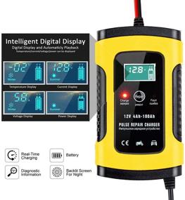 img 3 attached to 🚗 Smart Car Battery Charger/Maintainer - 12V 5A Fully Automatic Trickle Charger with LCD Display and Multi-Protection for Automotive Battery, Motorcycle, Lawn Mower, Boat (Yellow)