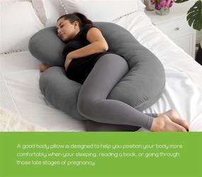 img 1 attached to 🤰 COSMOPLUS Pregnancy Pillow Cover – C Shaped Full Body Pillow Case Cover for Maternity with Stretchy Cool Breathable Jersey Fabric, Heather Grey – Enhances Sleep and Pregnancy Support