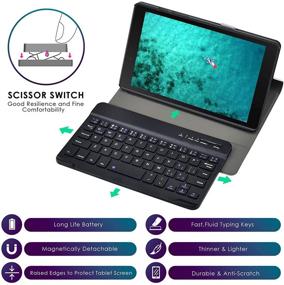 img 1 attached to 💻 DETUOSI Wireless Bluetooth Keyboard Case for Samsung Galaxy Tab A 8.0" 2019 - Multi-Angles Viewing Stand, Protective Leather Shell Cover with Detachable Keyboard - Black