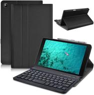 💻 detuosi wireless bluetooth keyboard case for samsung galaxy tab a 8.0" 2019 - multi-angles viewing stand, protective leather shell cover with detachable keyboard - black logo