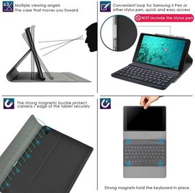 img 2 attached to 💻 DETUOSI Wireless Bluetooth Keyboard Case for Samsung Galaxy Tab A 8.0" 2019 - Multi-Angles Viewing Stand, Protective Leather Shell Cover with Detachable Keyboard - Black