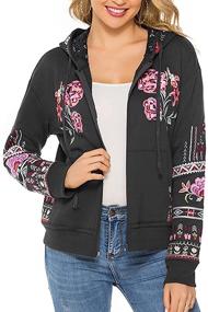 img 4 attached to Womens Sweatshirt Embroidered Mexican Jackets Women's Clothing and Coats, Jackets & Vests