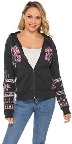 img 3 attached to Womens Sweatshirt Embroidered Mexican Jackets Women's Clothing and Coats, Jackets & Vests