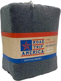 img 1 attached to 🚗 Road Trip America Jersey Sheets Set: 100% Organic Cotton T-Shirt Soft Knit Bedding - Deep Pockets - GOTS and Oeko-TEX Certified (Dark Heathered Grey, Queen)