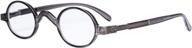 👓 eyekepper small oval round reading glasses vintage mini reader eyeglasses for men women - grey frame +2.00 power, with spring hinges logo