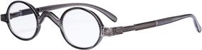 img 4 attached to 👓 Eyekepper Small Oval Round Reading Glasses Vintage Mini Reader Eyeglasses for Men Women - Grey Frame +2.00 Power, with Spring Hinges