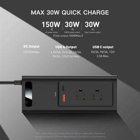 img 3 attached to 🔌 Baseus PD3.0 USB C Fast Charger: 150W Power Inverter with LCD Display - Convert DC 12V to 110V