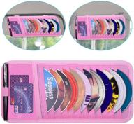 🚗 car cd case holder: wisdompro vehicle sun visor organizer for cars - 12 dvd storage sleeves, mesh pocket, pink logo