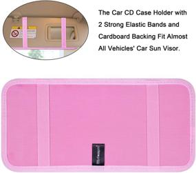 img 1 attached to 🚗 Car CD Case Holder: Wisdompro Vehicle Sun Visor Organizer for Cars - 12 DVD Storage Sleeves, Mesh Pocket, Pink