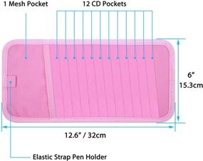 img 3 attached to 🚗 Car CD Case Holder: Wisdompro Vehicle Sun Visor Organizer for Cars - 12 DVD Storage Sleeves, Mesh Pocket, Pink