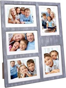 img 4 attached to 🖼️ GLM Collage Picture Frames for 4x6 and 5x7 Photos with Glass and Mat, Photo Frame Collage for Wall Holds Five 4x6 Or 5x7 Photos - Rustic Distressed Gray Picture Frames Collage