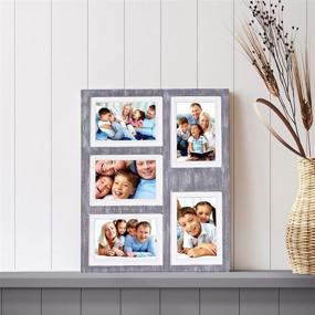 img 2 attached to 🖼️ GLM Collage Picture Frames for 4x6 and 5x7 Photos with Glass and Mat, Photo Frame Collage for Wall Holds Five 4x6 Or 5x7 Photos - Rustic Distressed Gray Picture Frames Collage