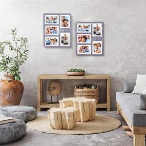 img 1 attached to 🖼️ GLM Collage Picture Frames for 4x6 and 5x7 Photos with Glass and Mat, Photo Frame Collage for Wall Holds Five 4x6 Or 5x7 Photos - Rustic Distressed Gray Picture Frames Collage