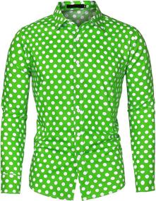 img 4 attached to Shop Uxcell Polka Button Front Textured Fitted Men's Clothing