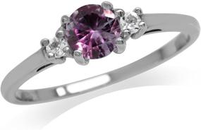 img 2 attached to 💍 Exquisite Simulated Color Change Alexandrite Promise Ring with White Cubic Zirconia | Sterling Silver