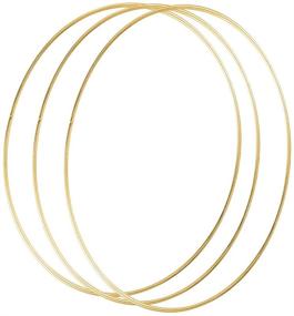 img 4 attached to 🌸 Set of 3 Metal Floral Hoop Wreath Macrame Rings, 10 Inches, Gold Craft Hoops for Wedding Decor, Dream Catcher Making, and Macrame Wall Hanging Crafts