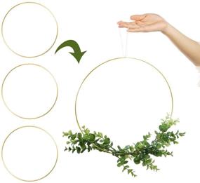 img 2 attached to 🌸 Set of 3 Metal Floral Hoop Wreath Macrame Rings, 10 Inches, Gold Craft Hoops for Wedding Decor, Dream Catcher Making, and Macrame Wall Hanging Crafts